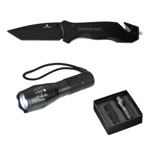  Swiss Force Knife/Flashlight Set - Scottish Rite Wordmark Engraved