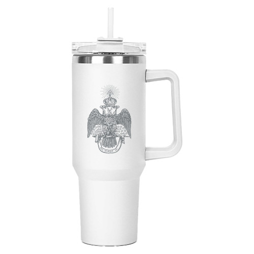  Hippo White Mug & Straw Lid with Twist Closure 40 oz - 33 Deus Meumque Jus