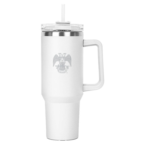  Hippo White Mug & Straw Lid with Twist Closure 40 oz - 32 Spes Mea in Deo Engraved