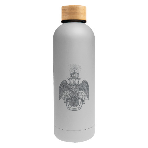  Blair White Stainless Steel Bottle w/ Bamboo Lid 17 oz - 33 Deus Meumque Jus