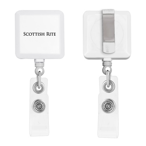  White Square Retractable Badge Holder - Scottish Rite Wordmark