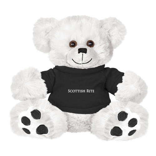  Plush Big Paw 8 1/2 inch White Bear w/Black Shirt - Scottish Rite Wordmark