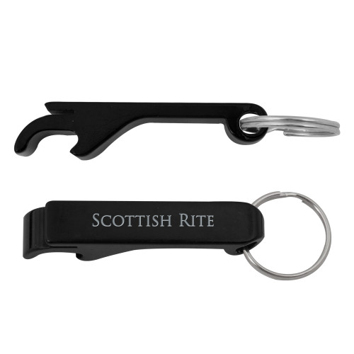  Aluminum Black Bottle Opener - Scottish Rite Wordmark Engraved