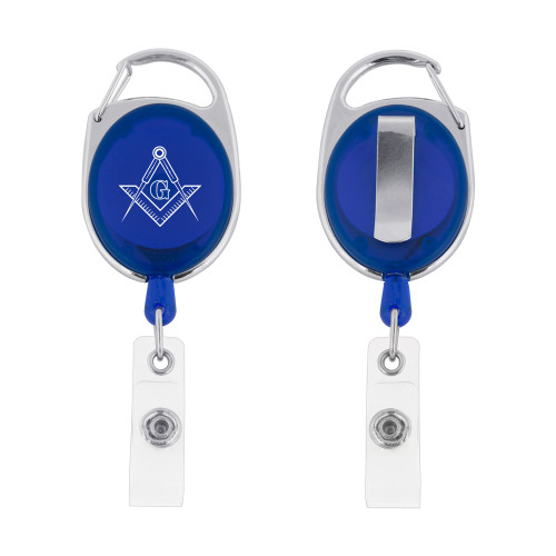  Blue Oval Retractable Badge Holder w/Clip - G Compass Logo