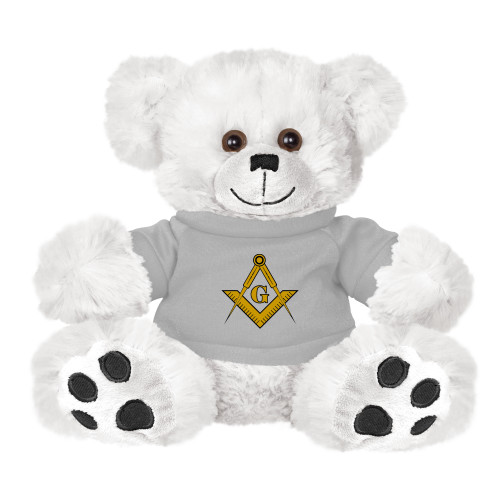  Plush Big Paw 8 1/2 inch White Bear w/Grey Shirt - G Compass Logo