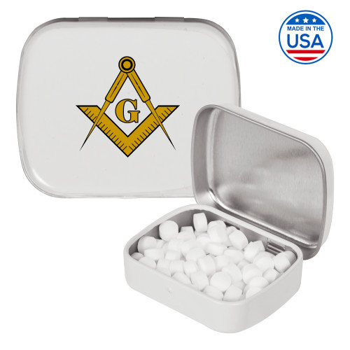  White Rectangular Peppermint Tin - G Compass Logo