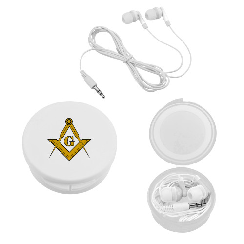  Ear Buds in White Case - G Compass Logo