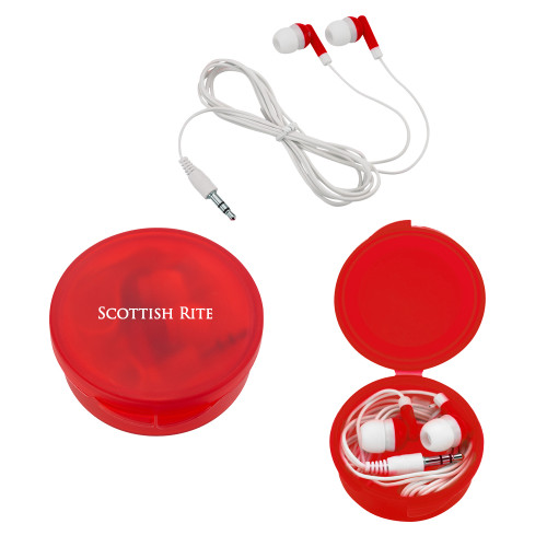  Ear Buds in Red Case - Scottish Rite Wordmark