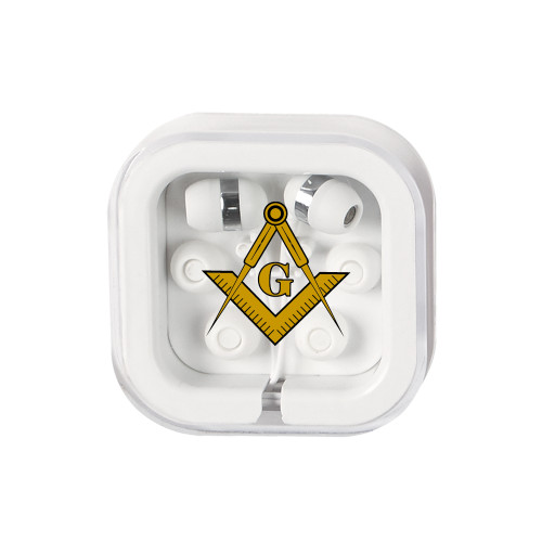  Ear Buds in Clear Square Case - G Compass Logo