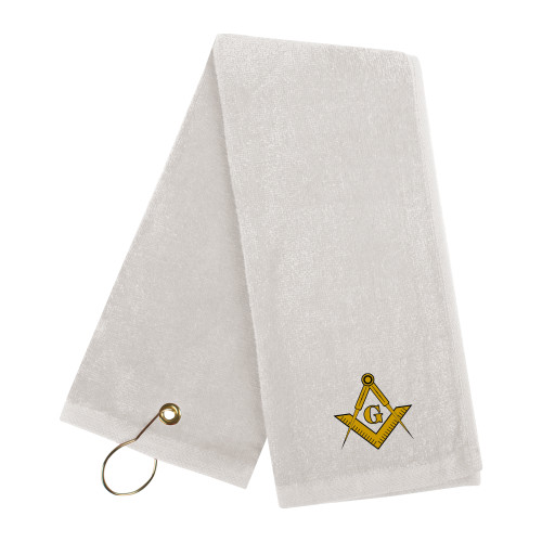  White Golf Towel - G Compass Logo