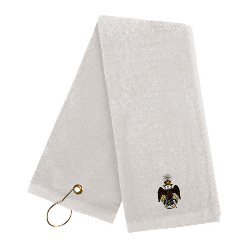  White Golf Towel - 33 Deus Meumque Jus