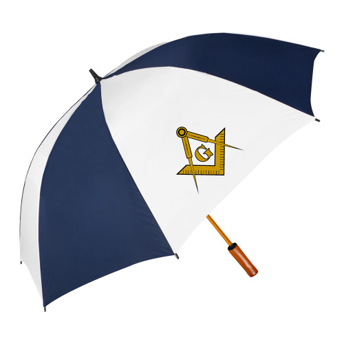  64 Inch Navy/White Umbrella - G Compass Logo