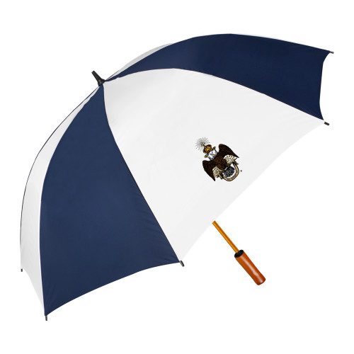  64 Inch Navy/White Umbrella - 33 Deus Meumque Jus