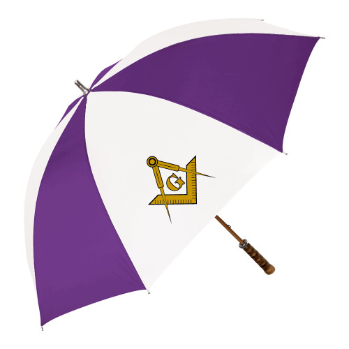  64 Inch Purple/White Umbrella - G Compass Logo