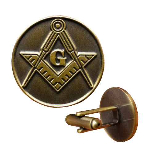  G Compass Cufflinks Antique Brass Set of 2