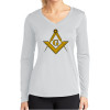 Thumbnail image for  Womens White Performance Long Sleeve V Neck Shirt