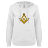 Thumbnail image for  ENZA Womens White V Notch Raw Edge Fleece Hoodie
