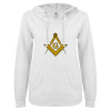 Thumbnail image for  ENZA Womens White V Notch Raw Edge Fleece Hoodie
