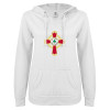 Thumbnail image for  ENZA Womens White V Notch Raw Edge Fleece Hoodie