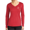 Thumbnail image for  Womens Red Performance Long Sleeve V Neck Shirt