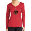 Thumbnail image for  Womens Red Performance Long Sleeve V Neck Shirt