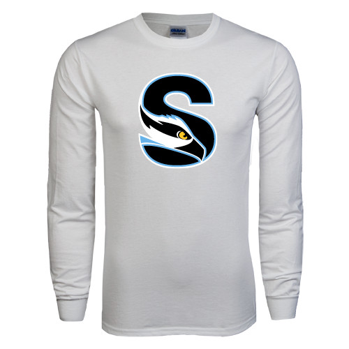  White Long Sleeve T Shirt - Secondary Logo