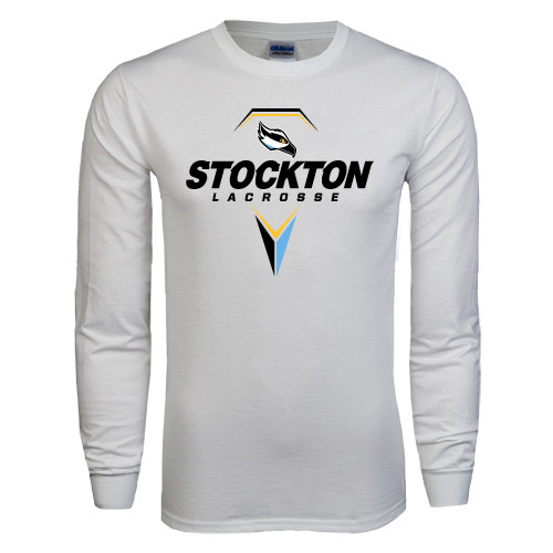  White Long Sleeve T Shirt - Lacrosse Design