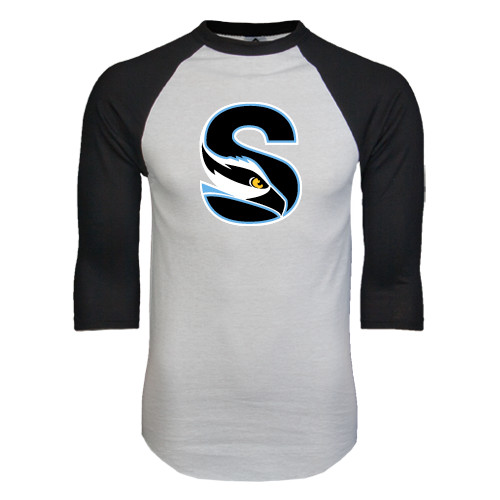  White/Black Raglan Baseball T Shirt - Secondary Logo