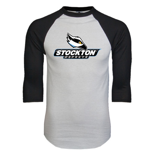  White/Black Raglan Baseball T Shirt - Official Logo Distressed