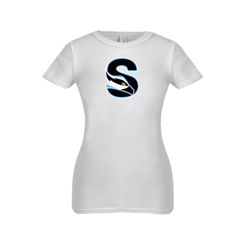  Next Level Girls White Fashion Fit T Shirt - Secondary Logo