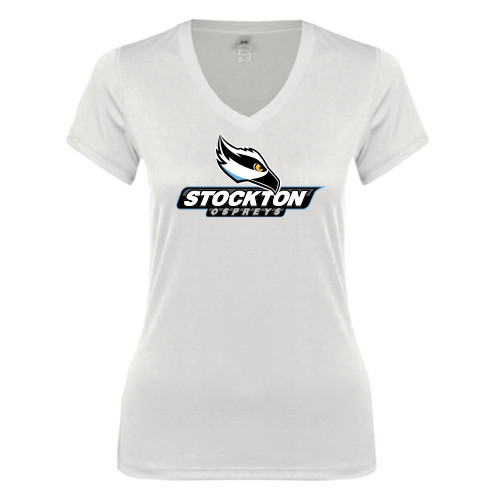  Next Level Womens White Ideal V Tee - Official Logo