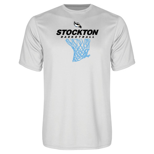  White Performance Tee - Basketball Design