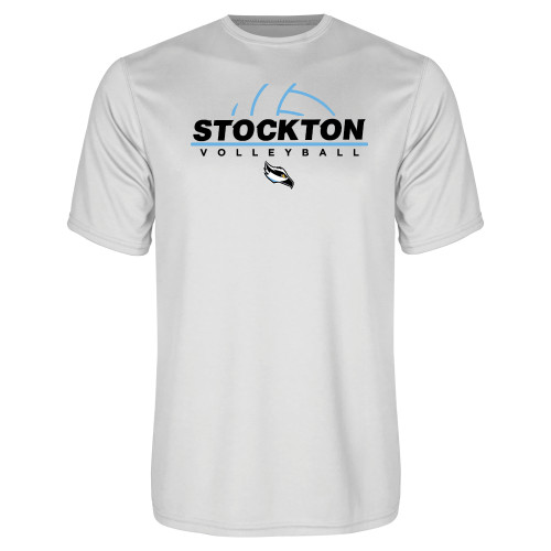  White Performance Tee - Volleyball Design