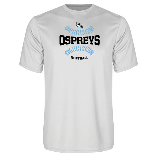  White Performance Tee - Softball Design