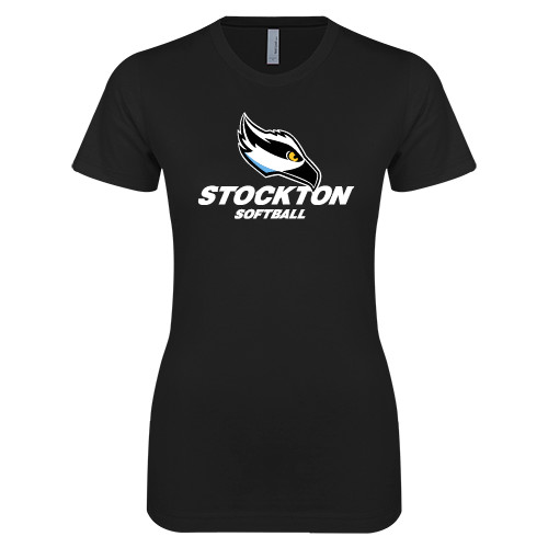  Next Level Womens Black Boyfriend Tee - Softball