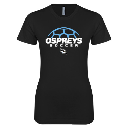  Next Level Womens Black Boyfriend Tee - Soccer Design