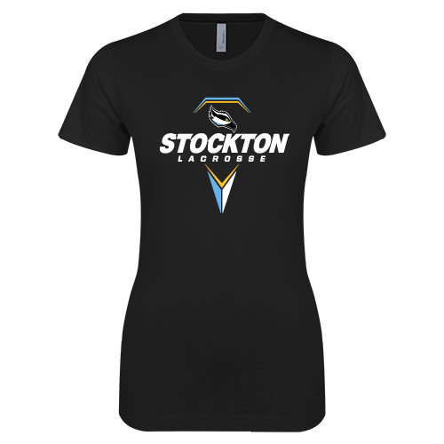  Next Level Womens Black Boyfriend Tee - Lacrosse Design