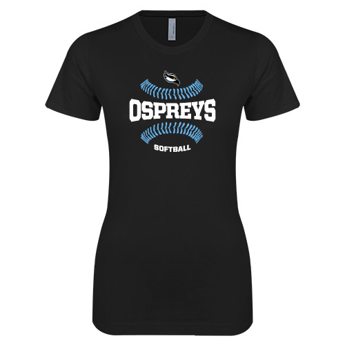  Next Level Womens Black Boyfriend Tee - Softball Design