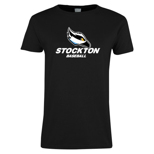  Womens Black Short Sleeve Tee - Baseball