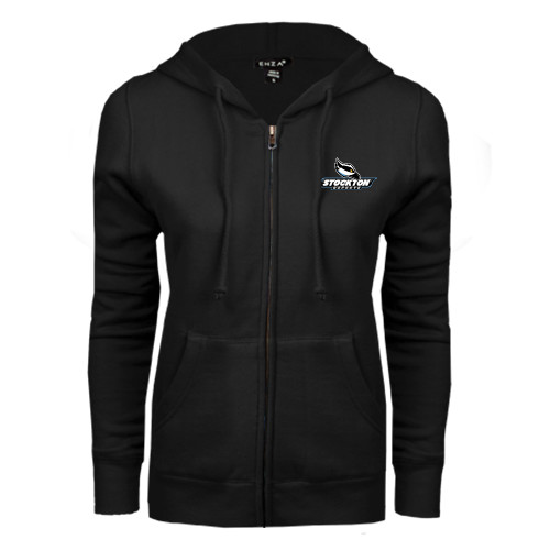  ENZA Womens Black Fleece Full Zip Hoodie - Official Logo