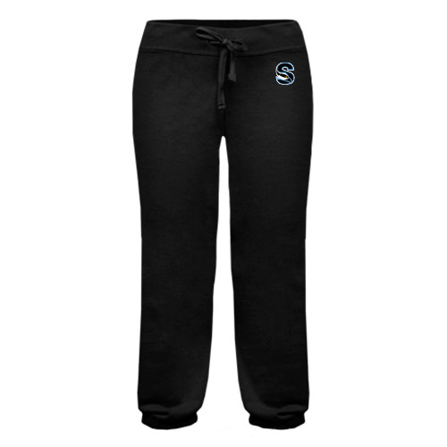 ENZA Womens Black Banded Fleece Capri - Secondary Logo