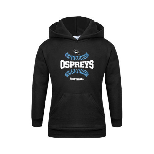  Youth Black Fleece Hoodie - Softball Design