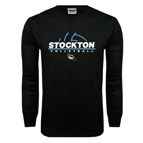  Black Long Sleeve T Shirt - Volleyball Design