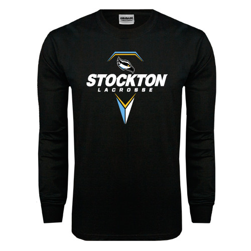  Black Long Sleeve T Shirt - Lacrosse Design