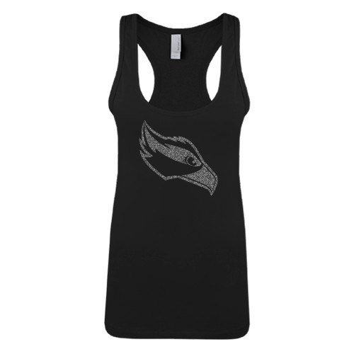  Next Level Womens Black Racerback Tank  - Osprey Head Graphite Soft Glitter