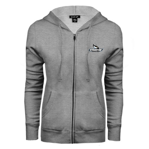  ENZA Womens Grey Fleece Full Zip Hoodie - Official Logo