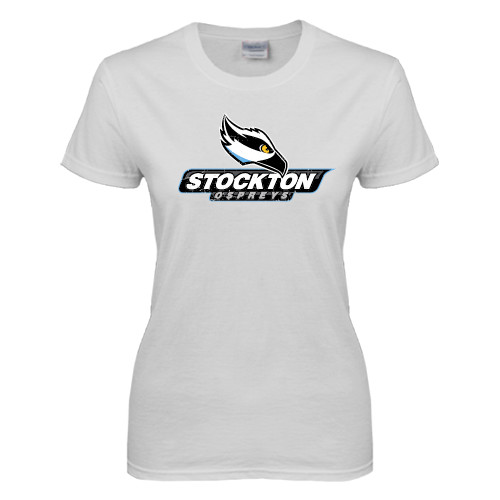  Womens White Short Sleeve Tee - Official Logo Distressed