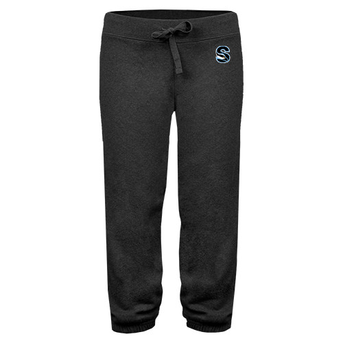  ENZA Womens Dark Heather Banded Fleece Capri - Secondary Logo