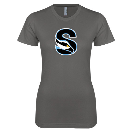  Next Level Womens Charcoal Boyfriend Tee - Secondary Logo