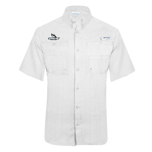  Columbia White Tamiami Performance Short Sleeve Shirt - Official Logo
